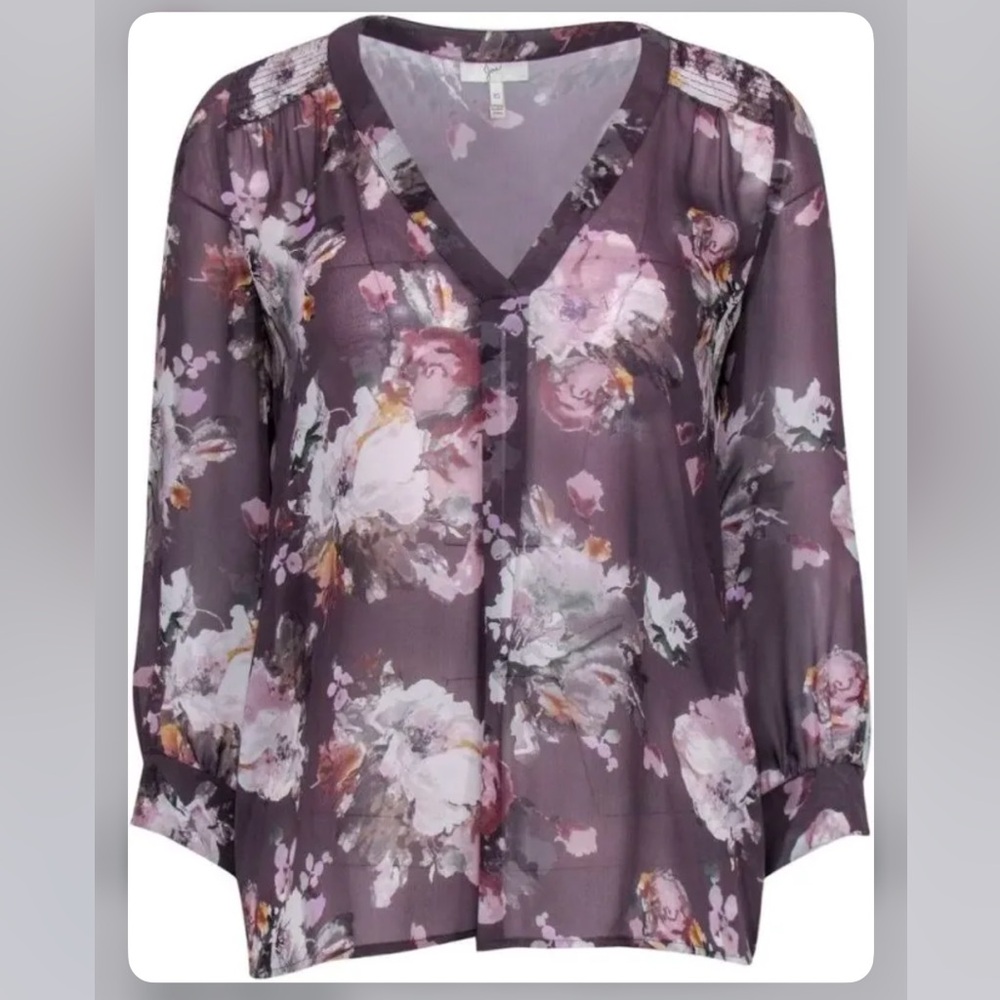 Joie sheer floral blouse sz S